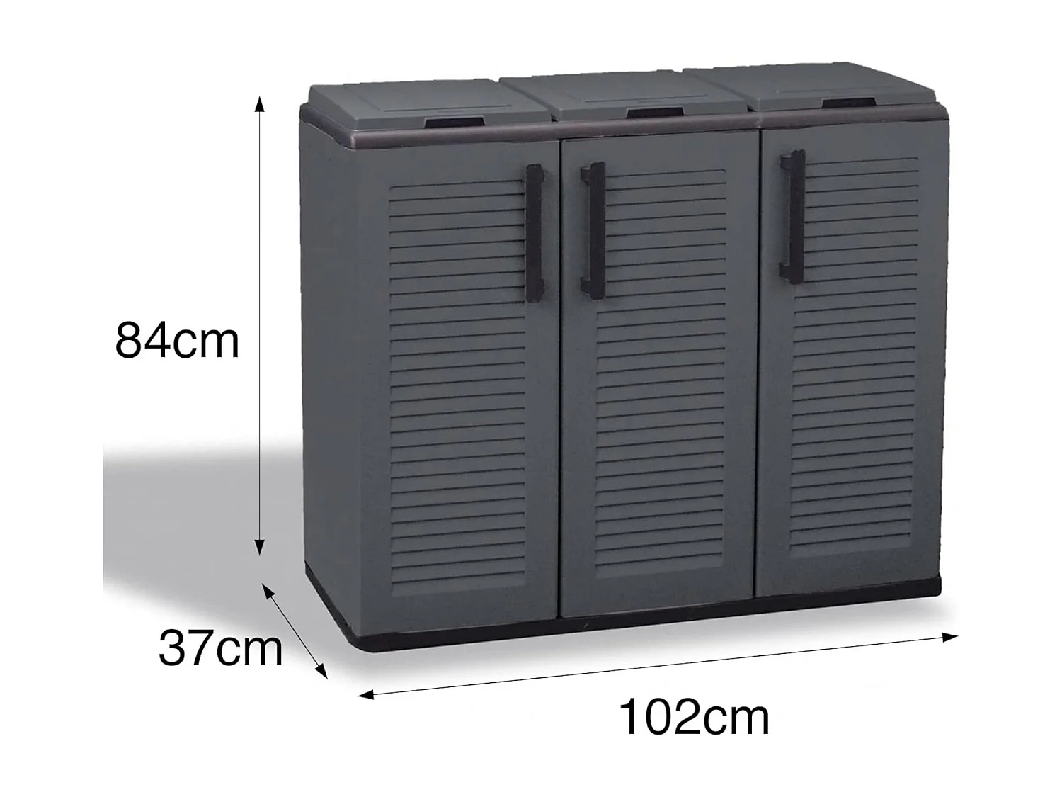 Armoire extérieure ou interne, porte mobile 3 sacs à 3 portes pour collection séparée, 100% Made in Italy, 102x37h84 cm, couleur grise