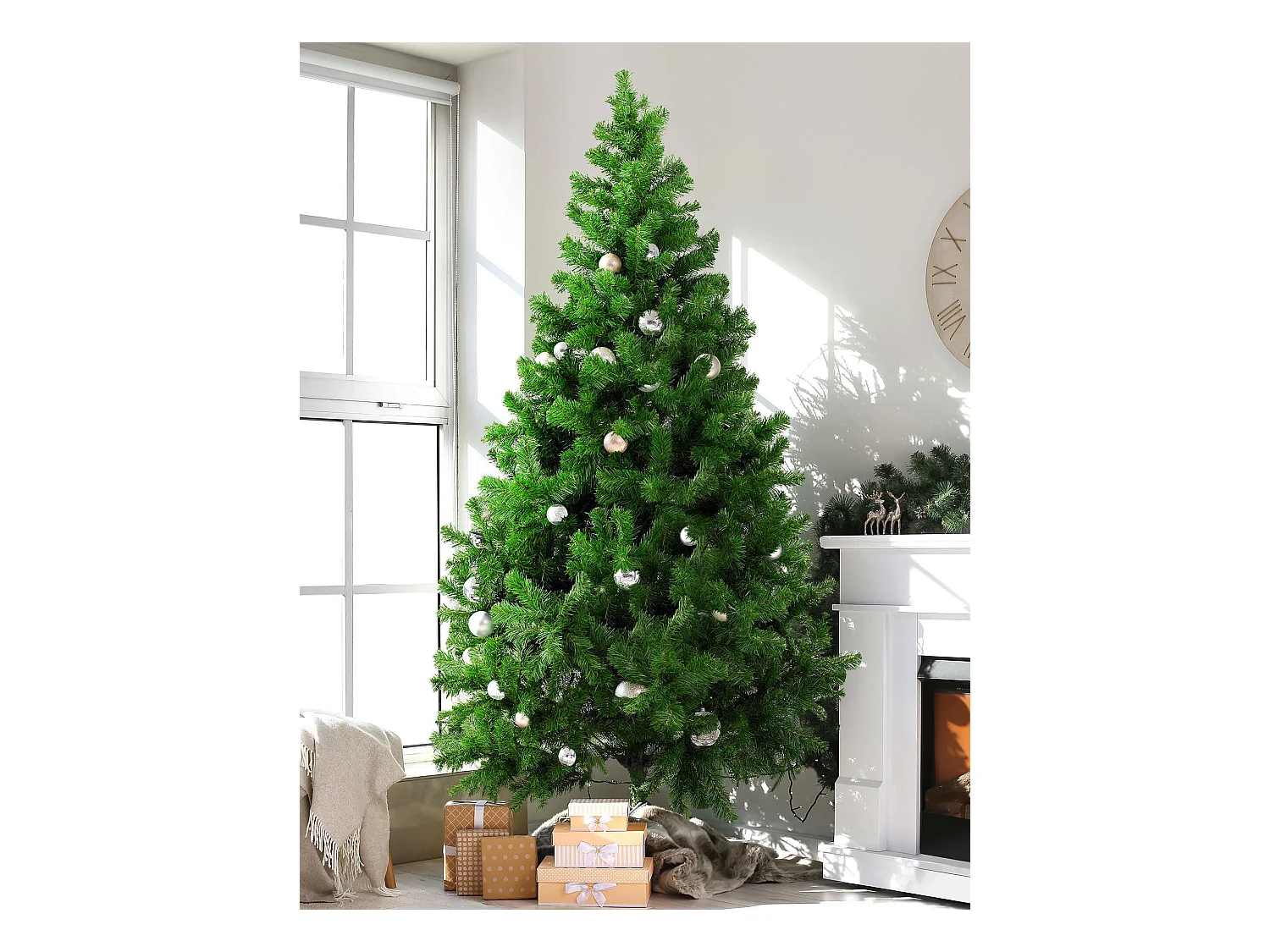 Sapin de Noël 150 cm Evergreen, Pin artificiel, Arbre à effet réel, Sapin de Noël, 86x86 h150 cm, Vert