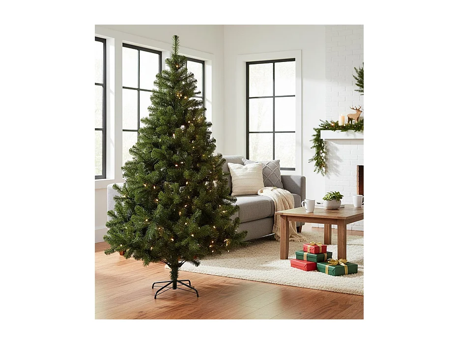 Sapin de Noël 150 cm Evergreen, Pin artificiel, Arbre à effet réel, Sapin de Noël, 86x86 h150 cm, Vert