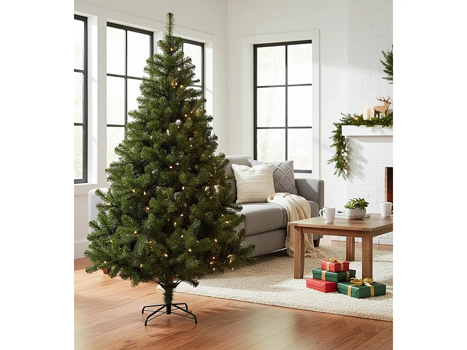 Sapin de Noël 150 cm Evergreen, Pin artificiel, Arbre à effet réel, Sapin de Noël, 86x86 h150 cm, Vert