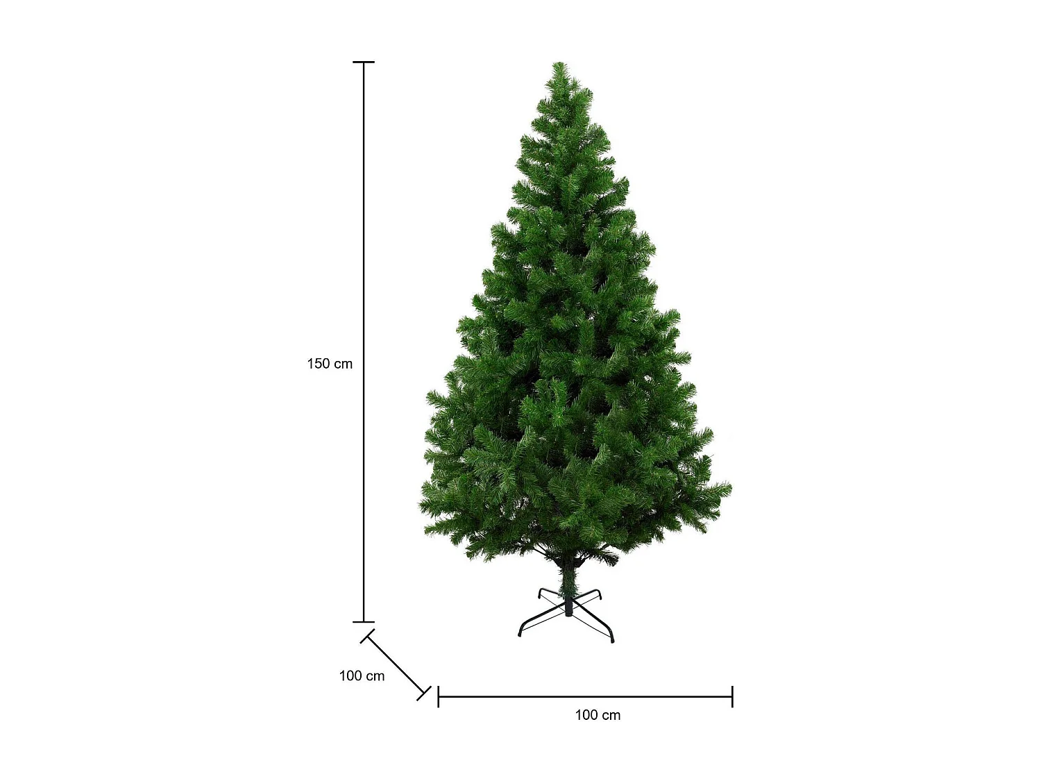 Sapin de Noël 150 cm Evergreen, Pin artificiel, Arbre à effet réel, Sapin de Noël, 86x86 h150 cm, Vert