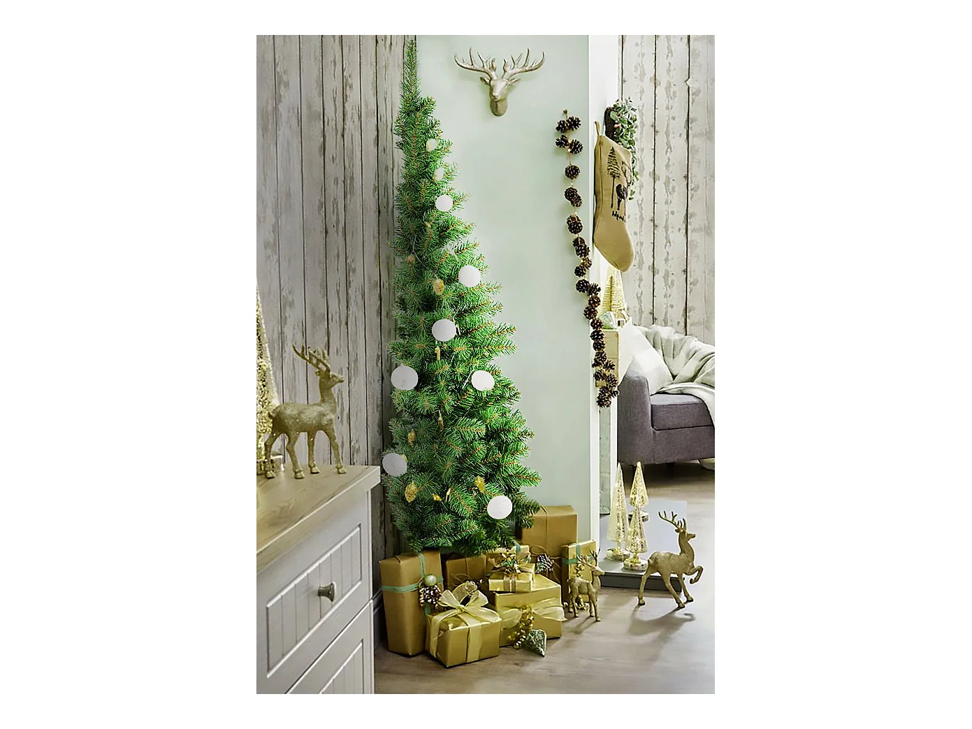 Noel Kerstboom 150 cm, Kunstgrenen, Real effect boom, Extra dikke kerstboom, 45x71 h150 cm, Groen