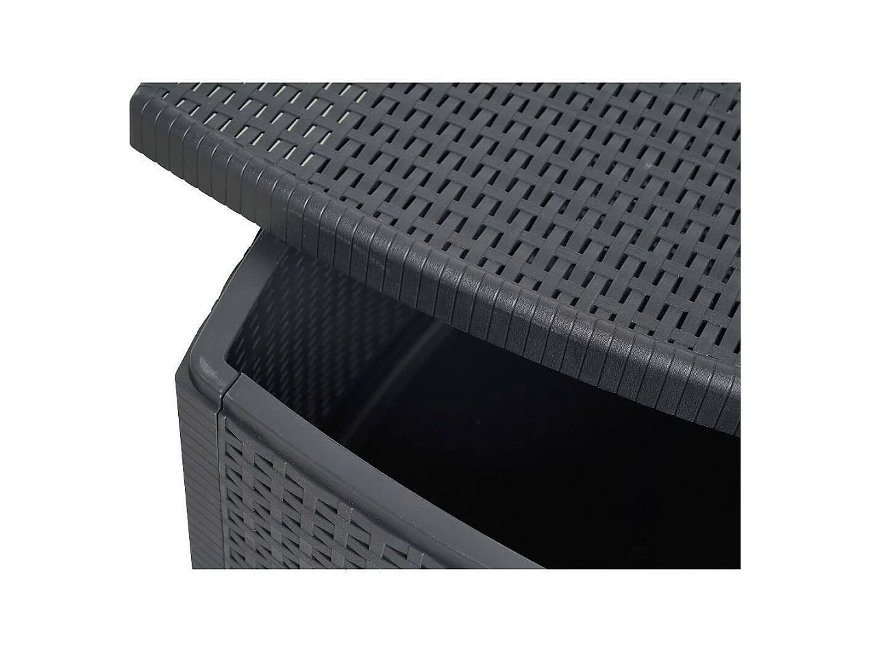 Table basse d'extérieur Dcupid, Table de rangement polyvalente, Etagère basse effet rotin, 100% Made in Italy, 53x53h40 cm, Anthracite