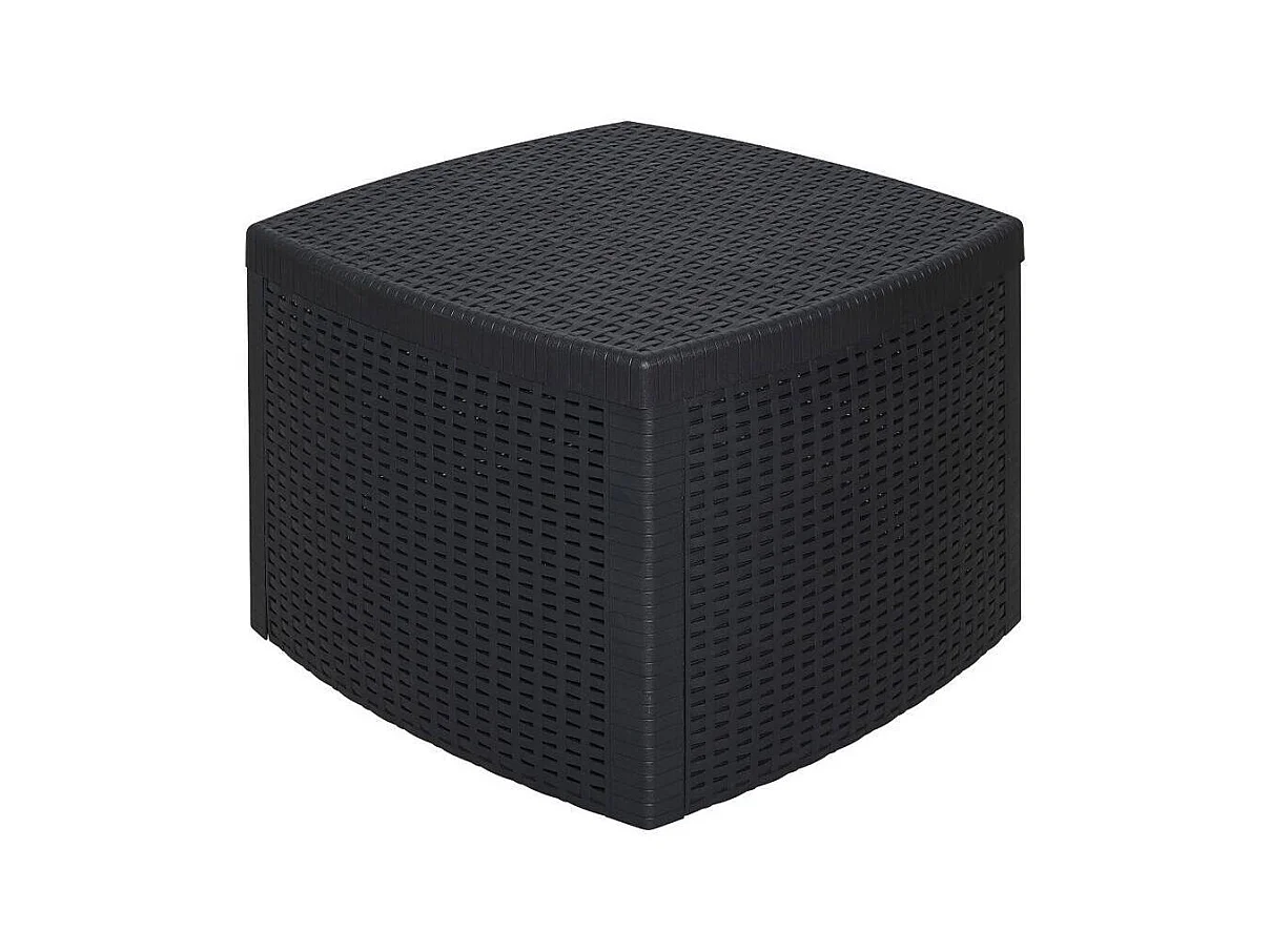 Table basse d'extérieur Dcupid, Table de rangement polyvalente, Etagère basse effet rotin, 100% Made in Italy, 53x53h40 cm, Anthracite