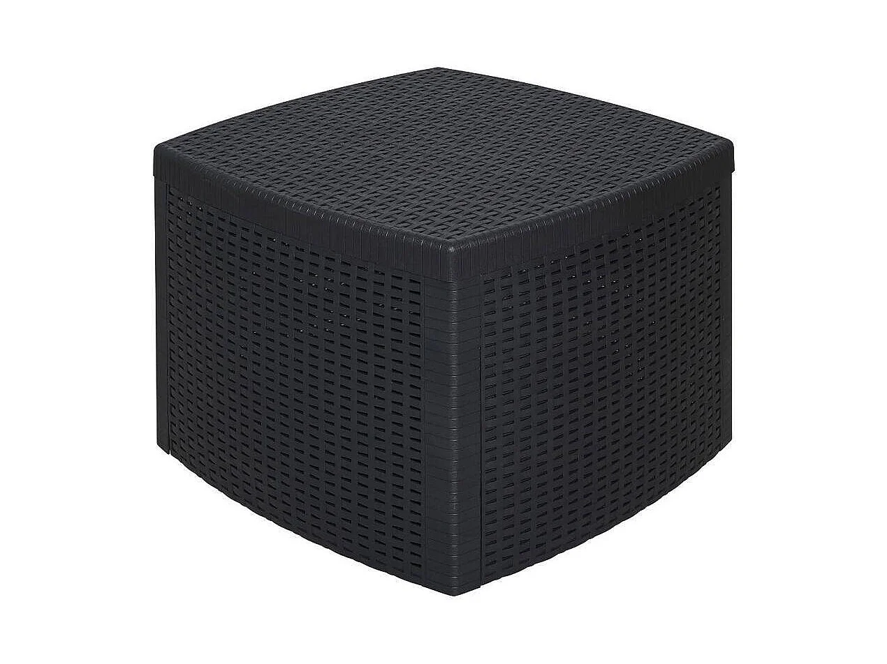 Gartentischchen Dcupid, Mehrzweck-Containertisch, niedriger Tisch mit Rattan-Effekt, 100% Made in Italy, 53x53h40 cm, Anthrazit