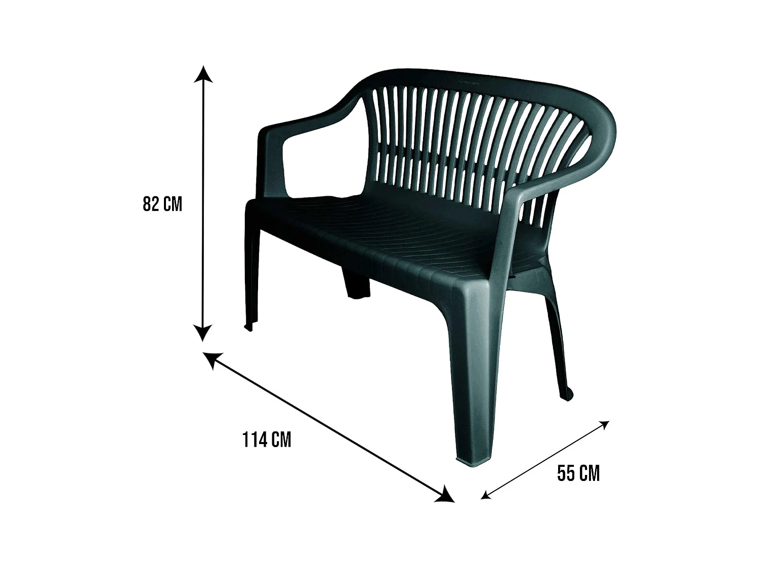 Dmora - Panchina da esterno Asmi, 114x55h82 cm, Verde