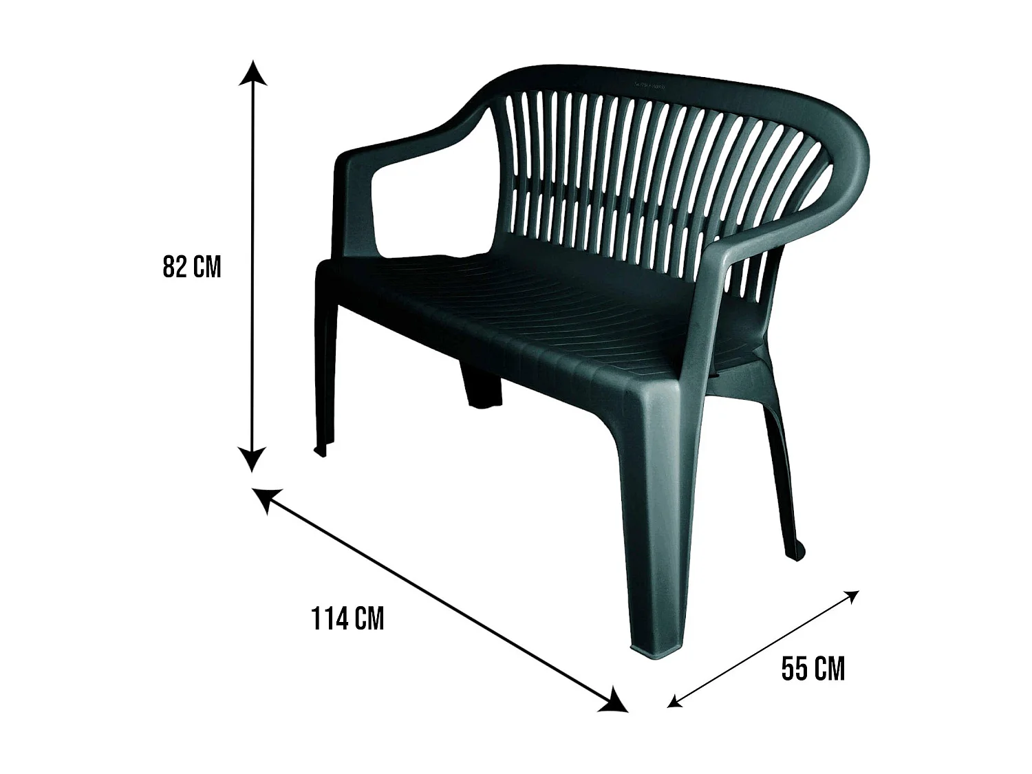 Banc d'extérieur Dcerr, Banc de jardin Monobloc, Banc d'extérieur, 100% Made in Italy, 114x55h82 cm, Vert