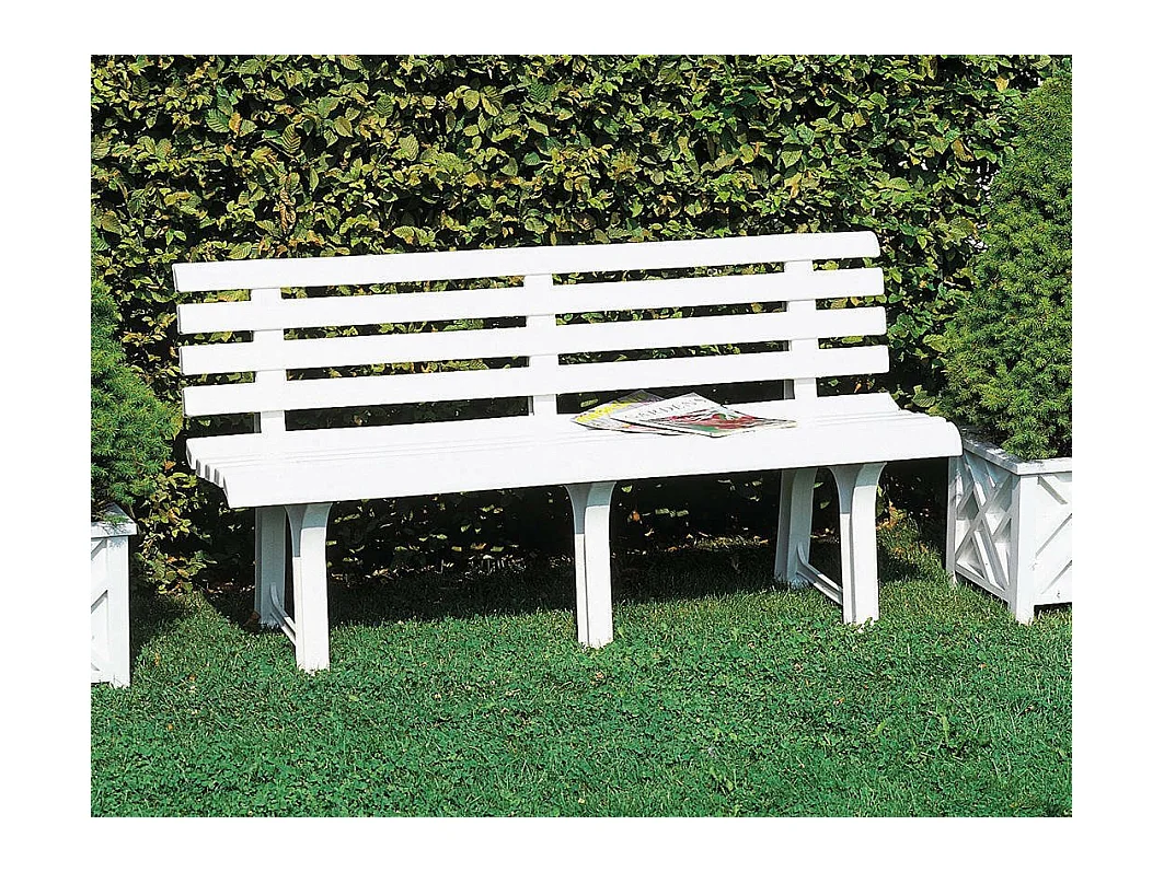 Dluzard buitenbank, Monobloc tuinbank, Buitenbank, 100% Made in Italy, 145x49h74 cm, Wit
