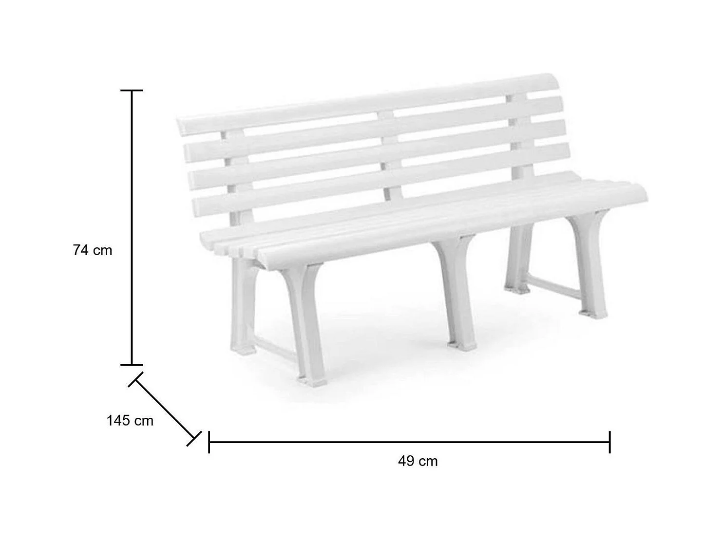 Dluzard buitenbank, Monobloc tuinbank, Buitenbank, 100% Made in Italy, 145x49h74 cm, Wit