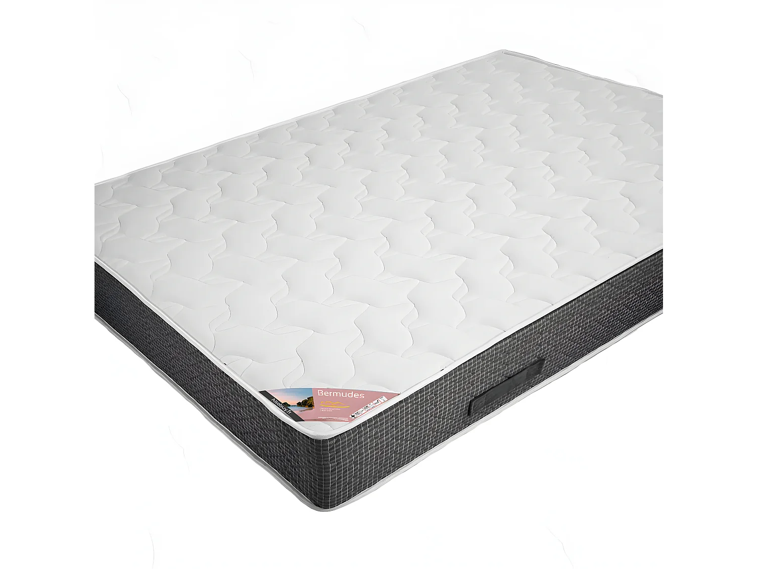 BERMUDES - Pack Matelas 140x190 + Sommier Tapissier Démontable 2x20 Lattes Lin + Pieds Blancs 15cm