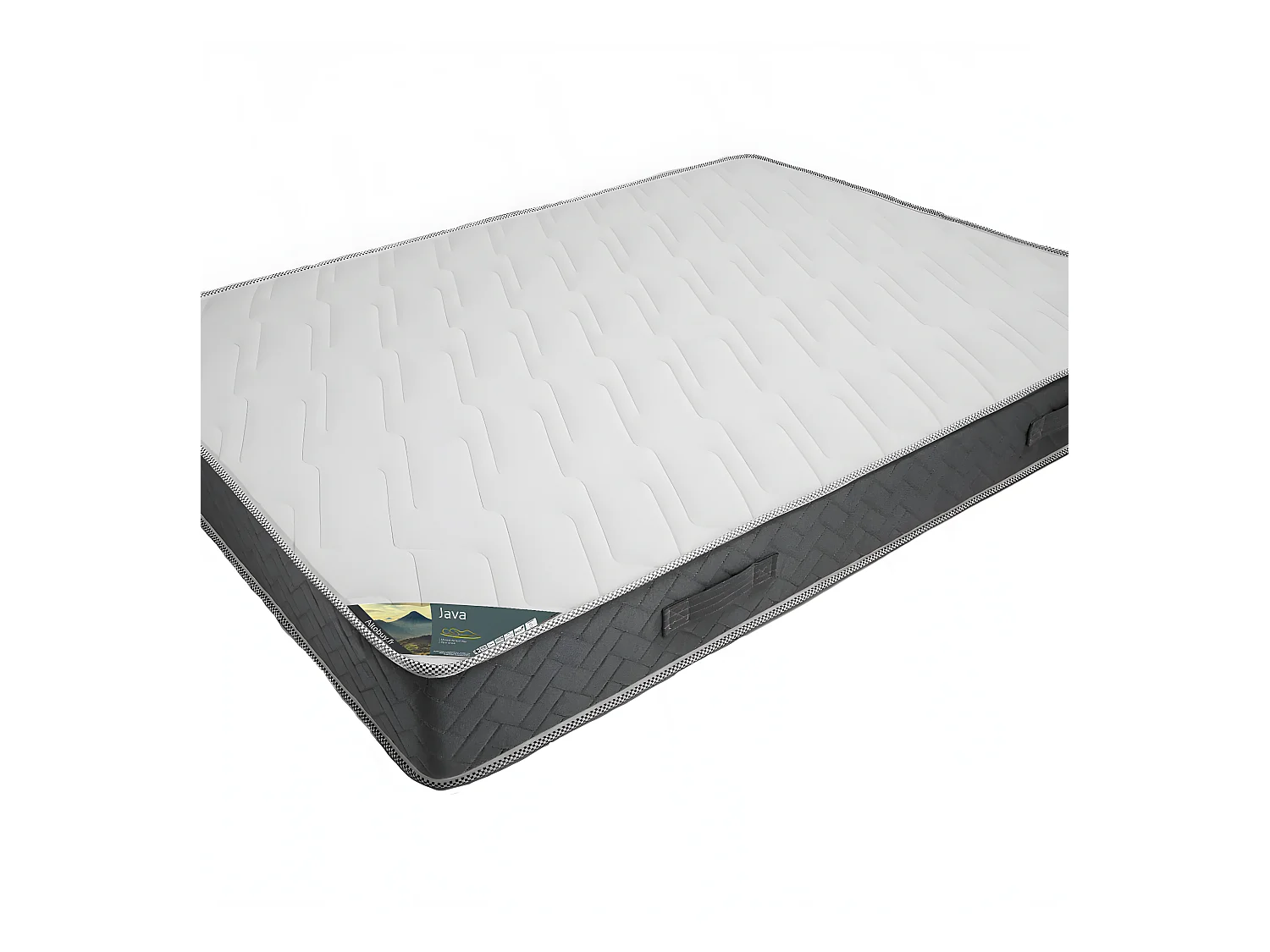 JAVA - Pack Matelas 160x200 + Sommier Tapissier Démontable 2x20 Lattes Anthracites + Pieds Anthracites 15cm