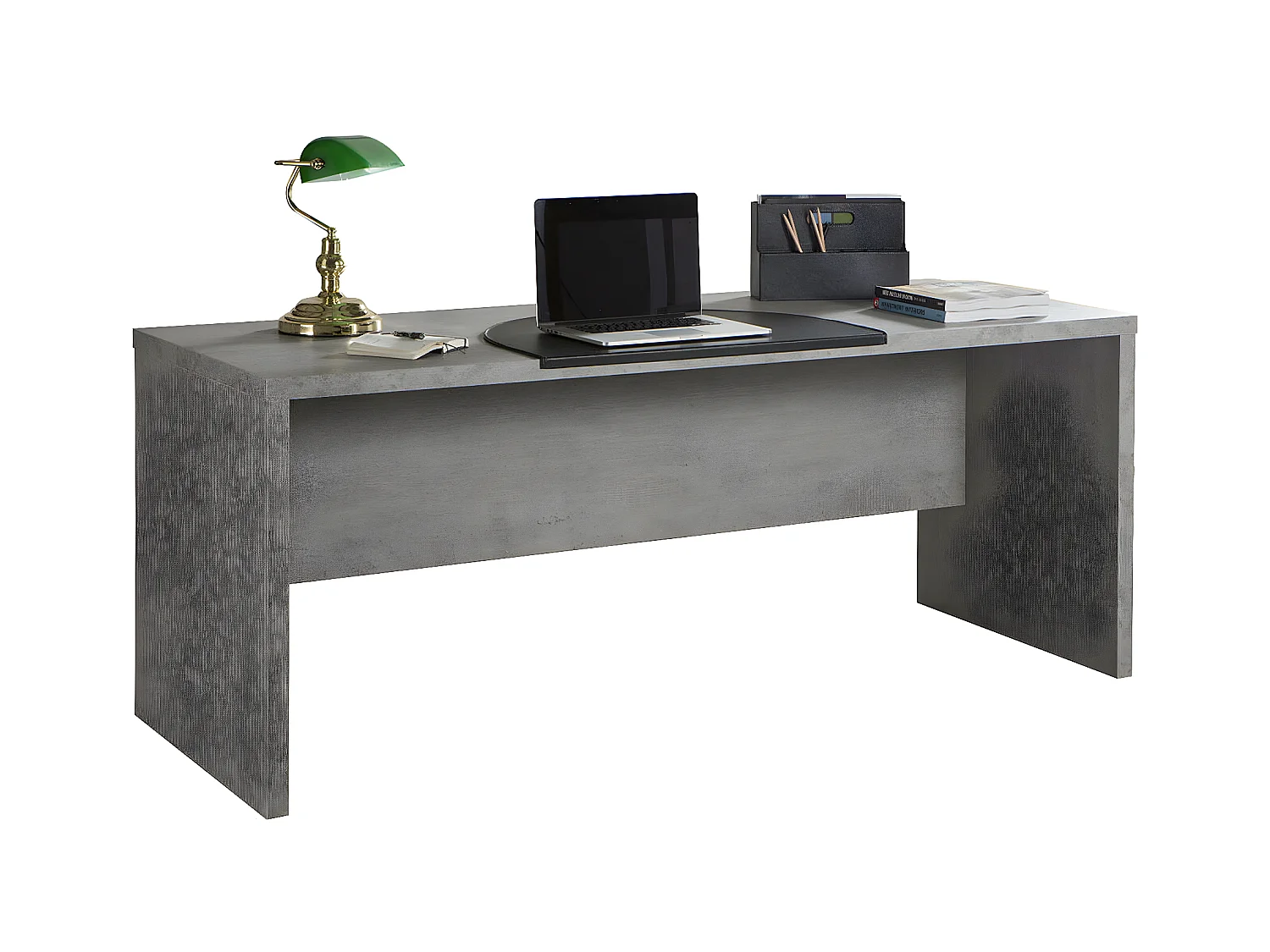 Bureau 0, Modern consolebureau, Studeer- of kantoortafel voor pc-boekhouder, Cementgrijs, Cm180x69h74