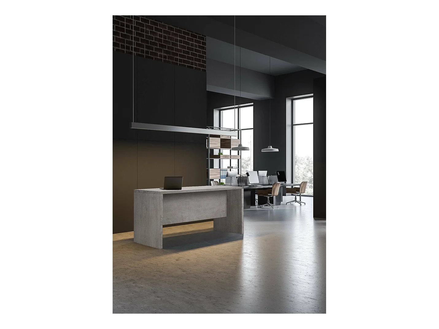 Bureau 0, Modern consolebureau, Studeer- of kantoortafel voor pc-boekhouder, Cementgrijs, Cm180x69h74