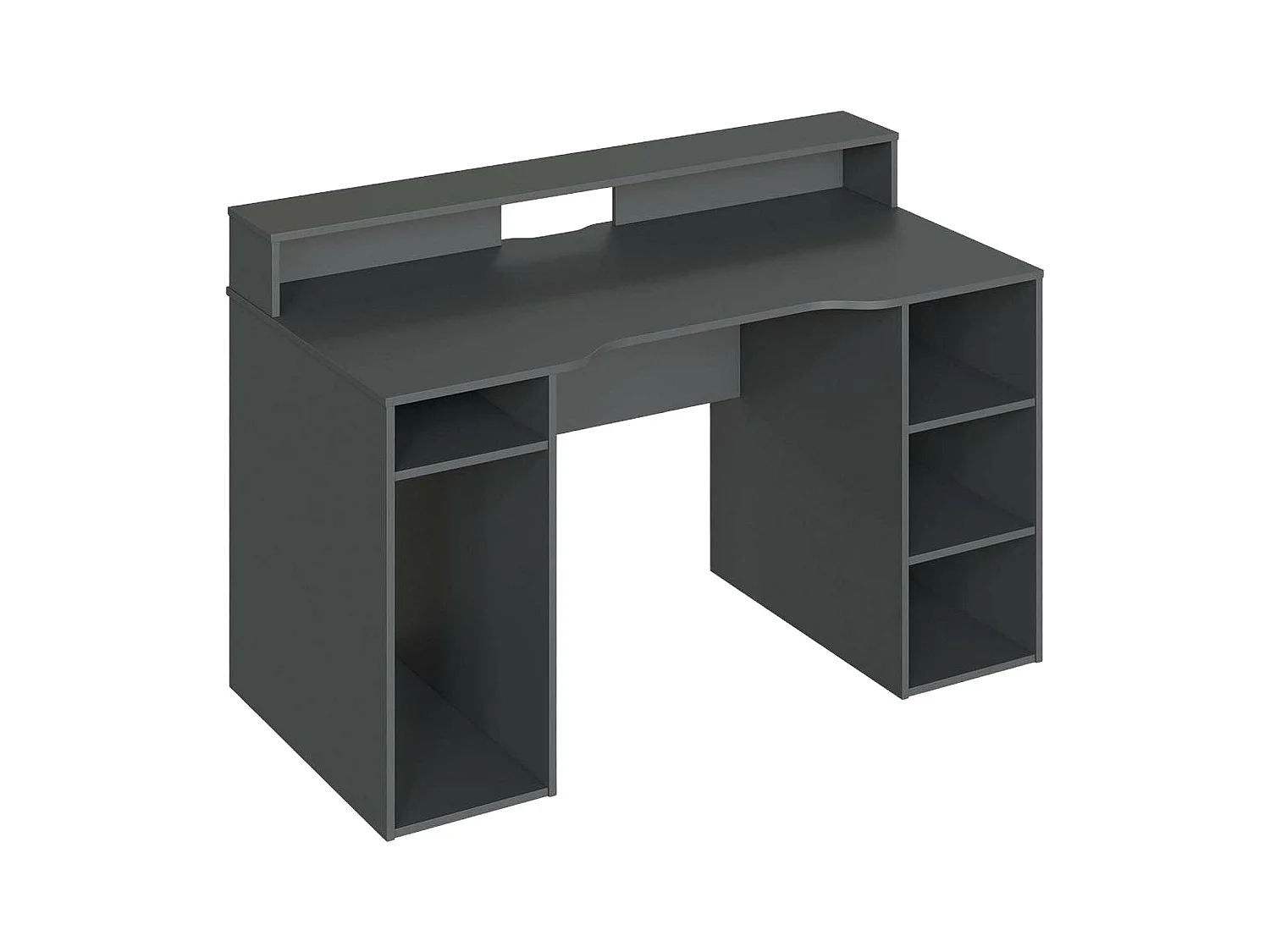 Bureau Dlucum, Bureau de jeu multifonction moderne, Table d'étude pour PC et support CD, Table d'étude avec étagères, 136x67h88 cm, Anthracite