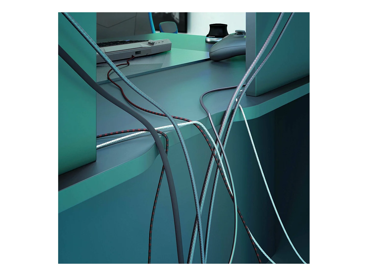 Bureau Dlucum, Bureau de jeu multifonction moderne, Table d'étude pour PC et support CD, Table d'étude avec étagères, 136x67h88 cm, Anthracite