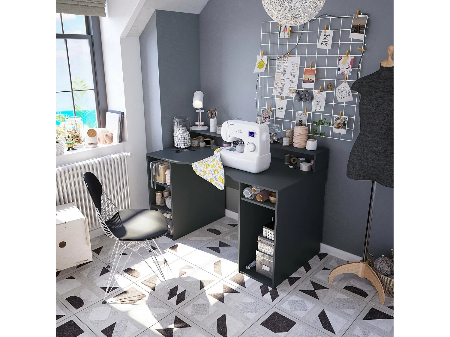 Dlucum Bureau, Modern multifunctioneel gamingbureau, Studeertafel voor pc en CD-houder, Studeertafel met planken, 136x67h88 cm, Antraciet