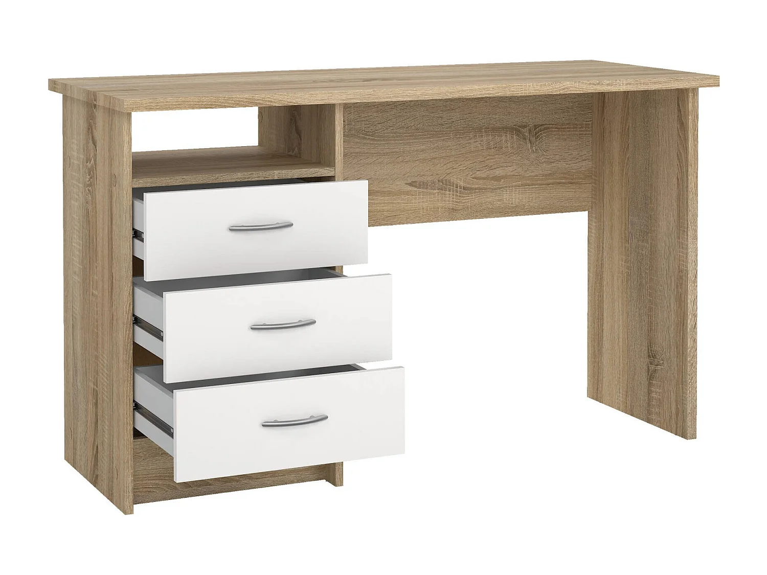 Dmora - Scrivania Andre, 120x48 h72 cm, Quercia e Bianco