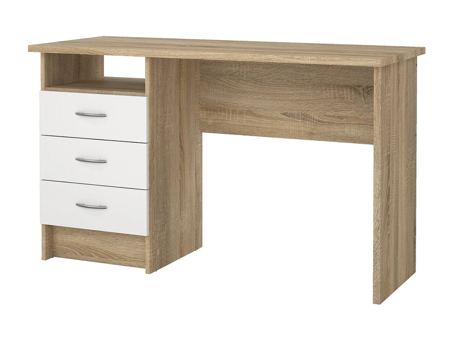 Dmora - Scrivania Andre, 120x48 h72 cm, Quercia e Bianco