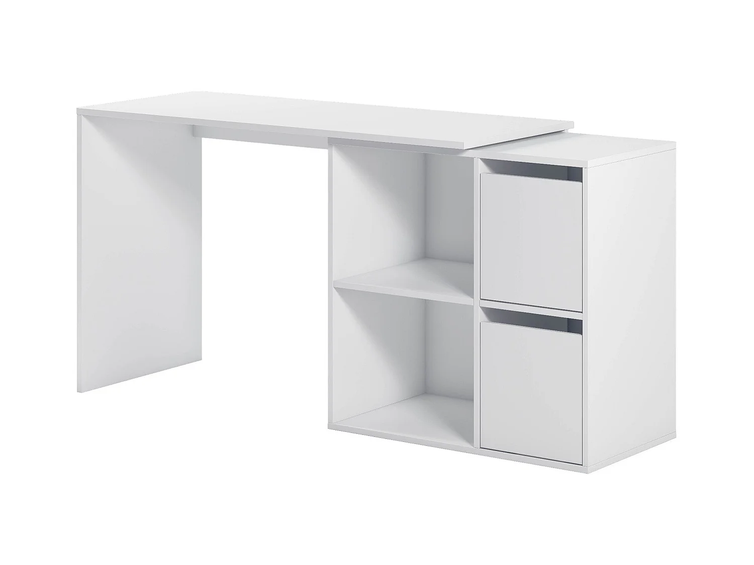 Bureau Divkovi, Bureau multifonction modulaire avec étagère, Table d'étude ou de bureau multi-positions avec montage en coin, 152x49h74 cm, Blanc