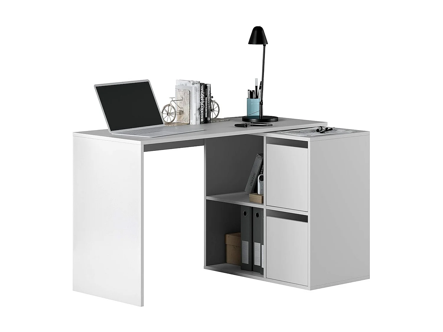 Dmora - Scrivania Ascona, 152x49h74 cm, Bianco