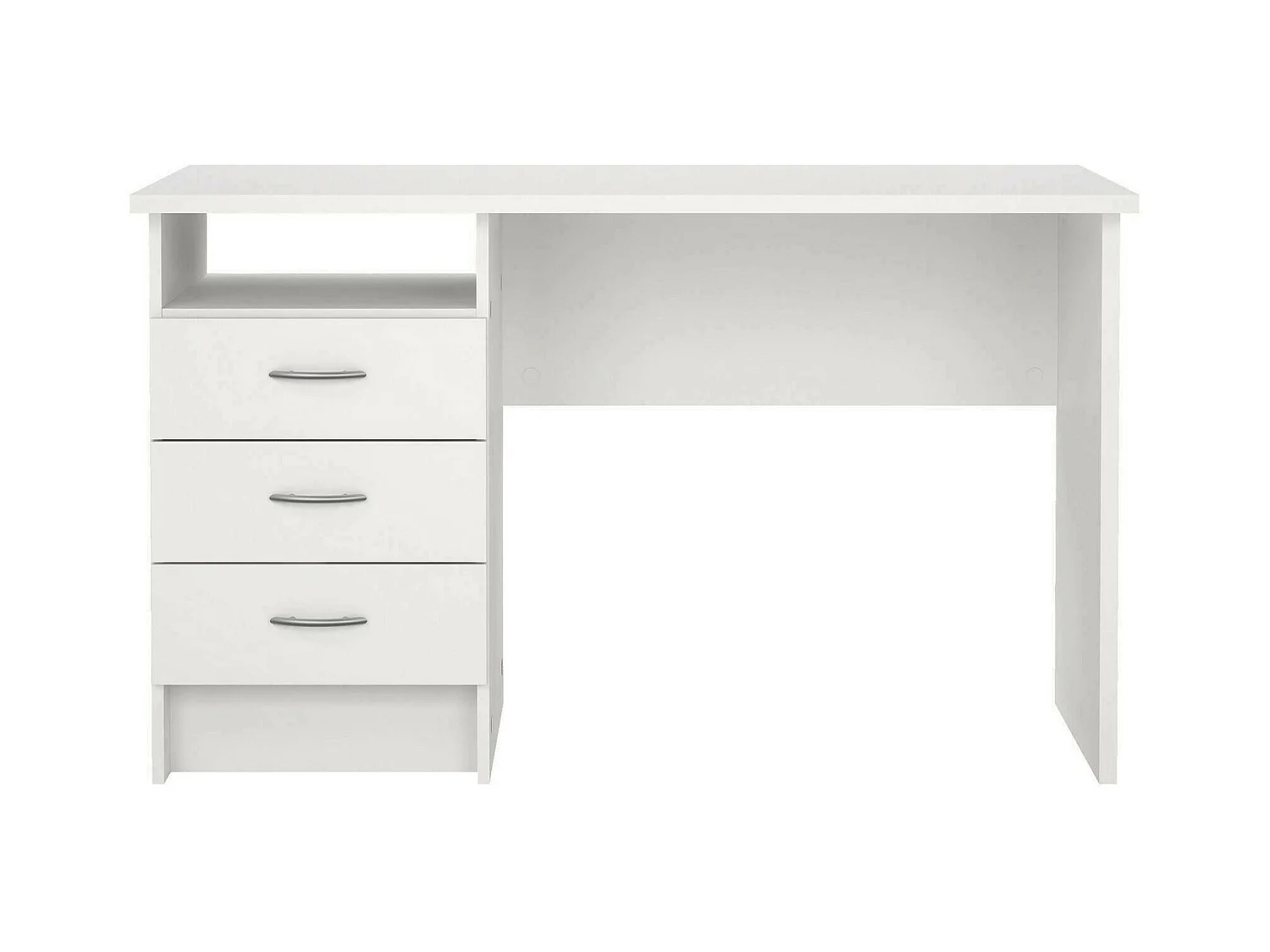 Lineair bureau met drie laden, kleur wit, afmetingen 120 x 72 x 48 cm