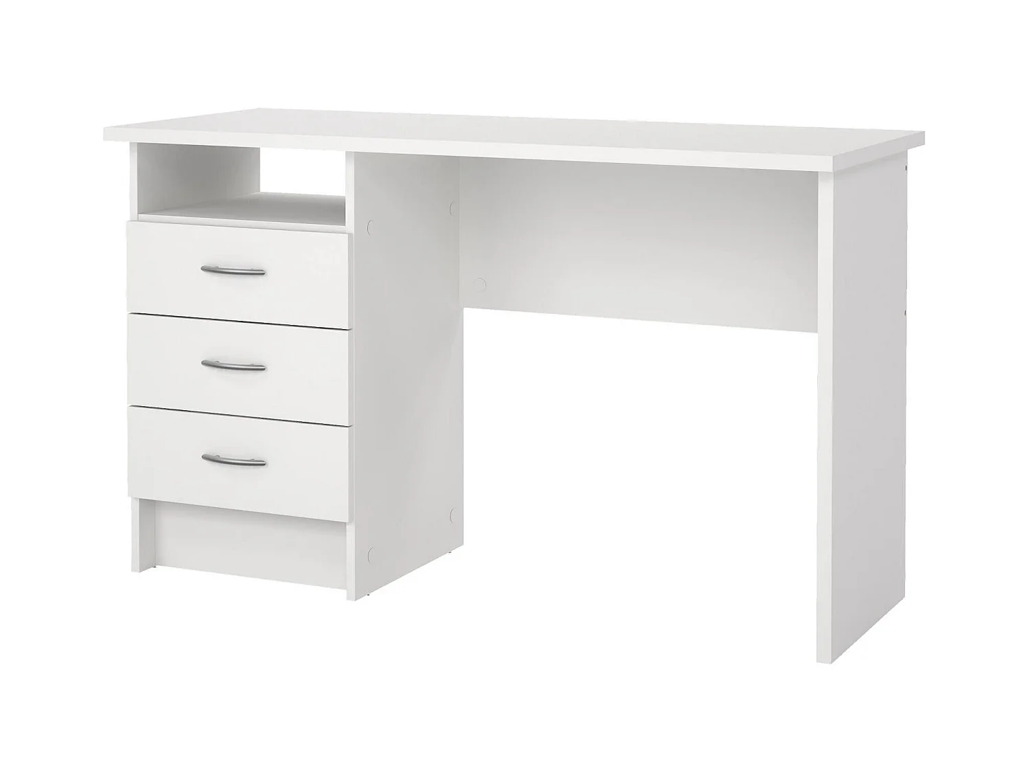 Lineair bureau met drie laden, kleur wit, afmetingen 120 x 72 x 48 cm