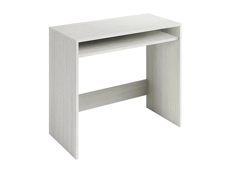Escritorio Dmachi, Escritorio lineal con balda fija, Mesa de estudio u oficina para PC, 79x43h78 cm, Efecto madera blanca