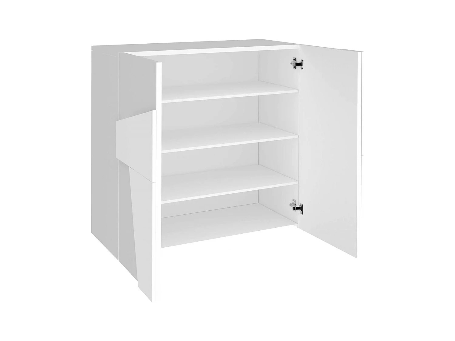 Dfogl schoenenrek, Multifunctionele kast met 2 deuren, Ingang schoenenrek, 100% Made in Italy, 81x38h86 cm, Glanzend wit met detail