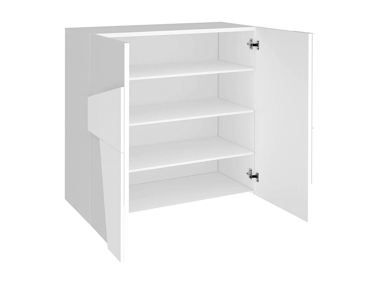 Étagère à chaussures Dfogl, Armoire polyvalente avec 2 portes, Étagère à chaussures d'entrée, 100% Made in Italy, 81x38h86 cm, Blanc brillant avec détail