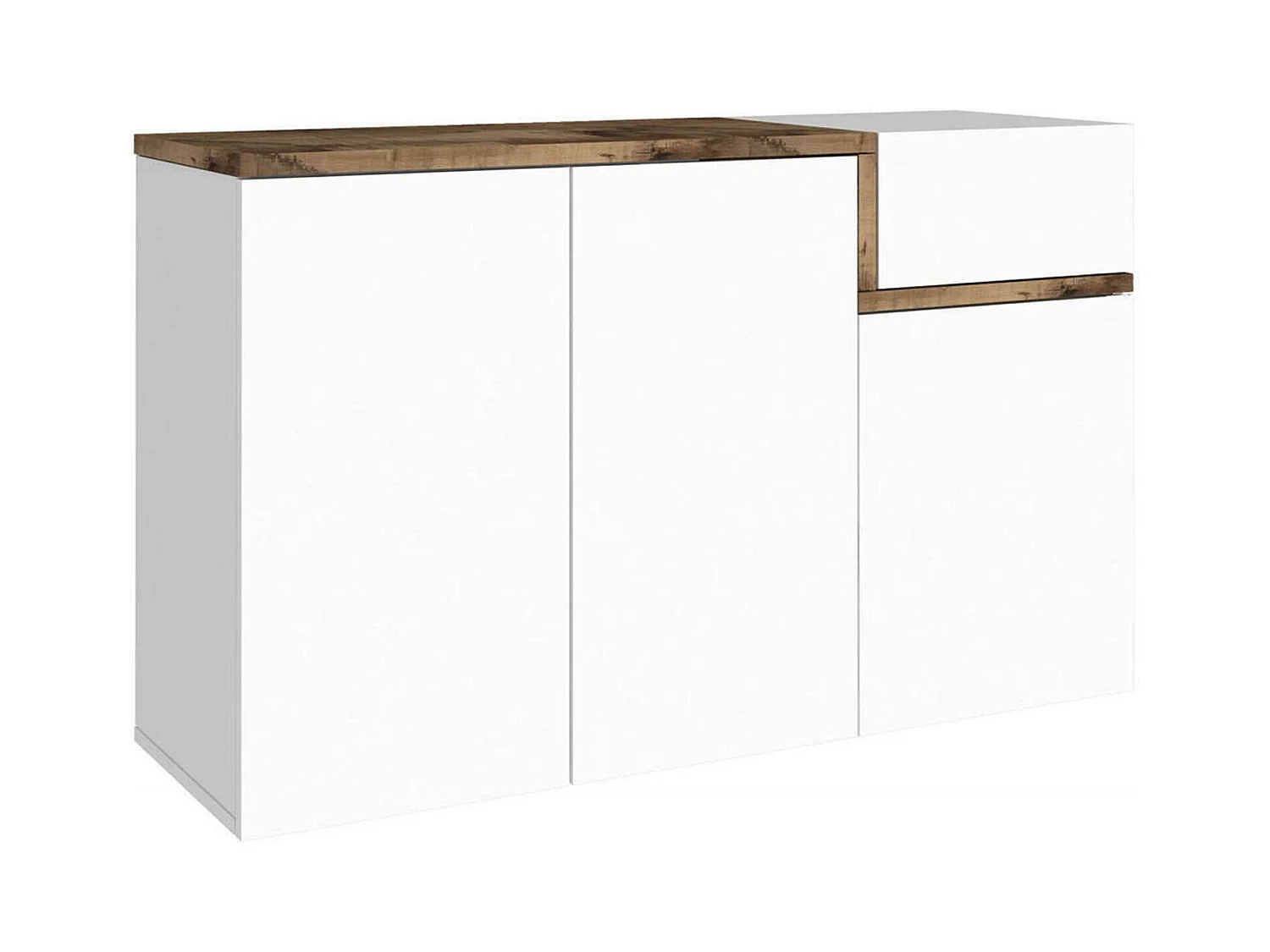 Dmessia schoenenrek, multifunctionele kast met 3 deuren en 1 klepdeur, schoenenrek voor entree, 100% Made in Italy, 120x40h80 cm, glanzend wit en esdoorn