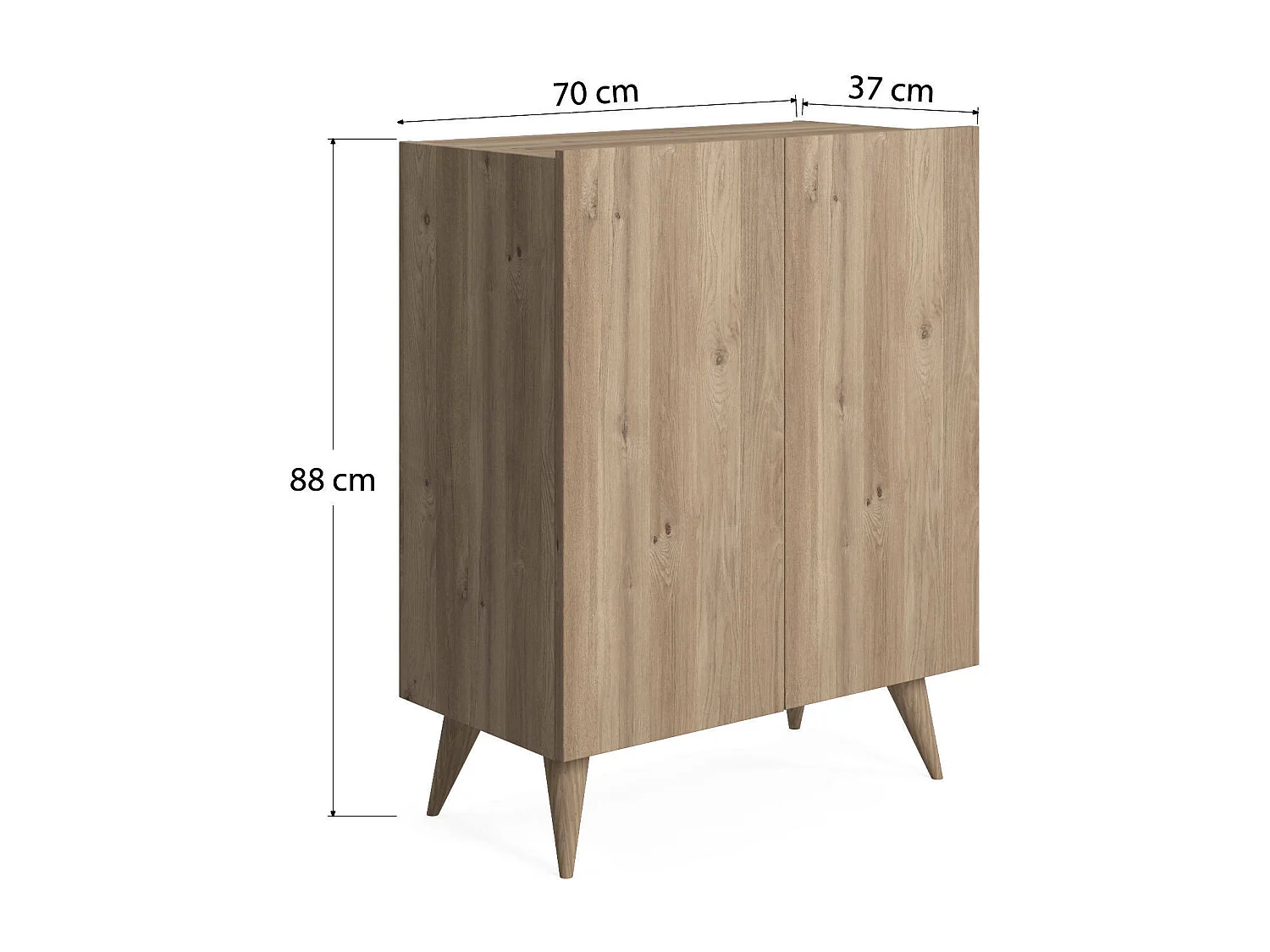 Dmora - Scarpiera con due ante battenti e quattro ripiani interni, cm 70 x 37 x 88, colore quercia