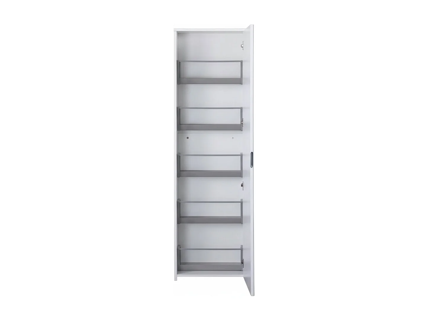 Étagère à chaussures Dabarre, Meuble d'entrée polyvalent avec porte miroir, Meuble à chaussures moderne avec 5 étagères, 100% Made in Italy, 50x18h178 cm, Blanc