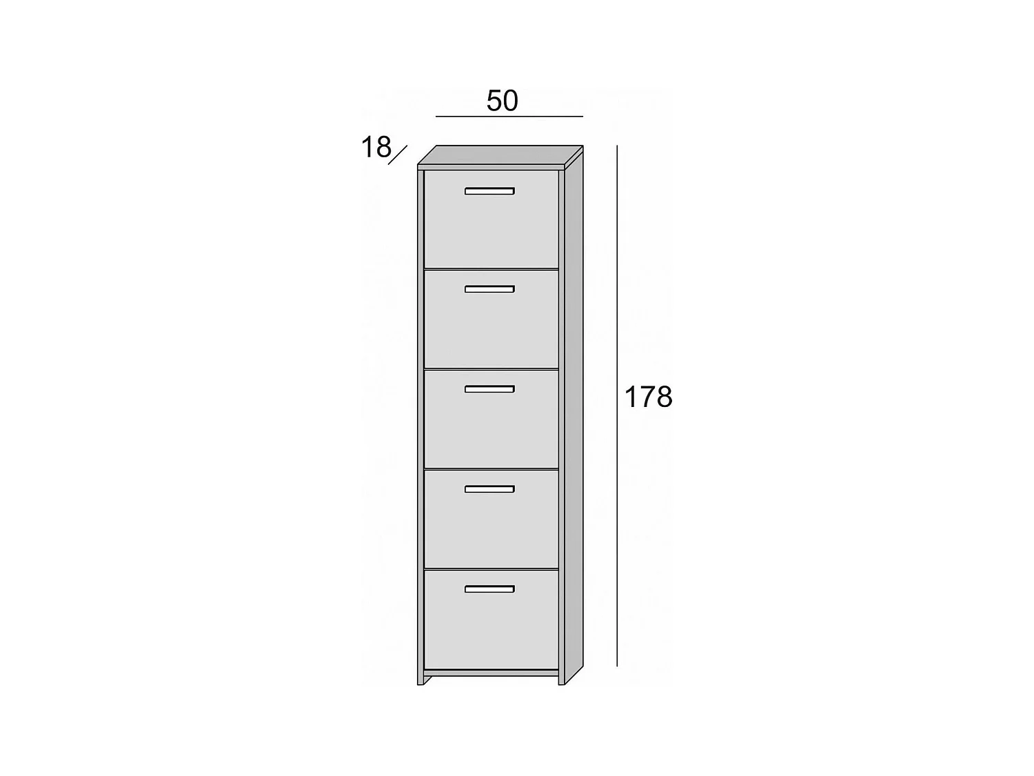 Étagère à chaussures Dbusi, Meuble d'entrée polyvalent avec 5 portes, Armoire à chaussures moderne avec étagères, 100% Made in Italy, 50x18h178 cm, Blanc