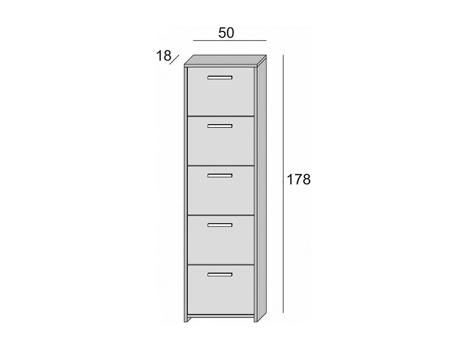 Étagère à chaussures Dbusi, Meuble d'entrée polyvalent avec 5 portes, Armoire à chaussures moderne avec étagères, 100% Made in Italy, 50x18h178 cm, Blanc