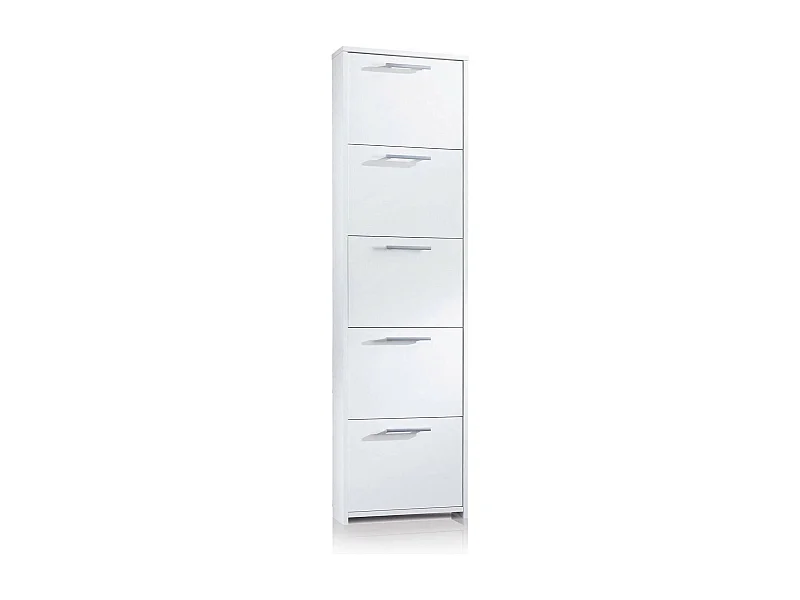 Sapateira Dbusi, armário de entrada multiuso com 5 portas, sapateira moderna com prateleiras, 100% Fabricado na Itália, 50x18h178 cm, Branco
