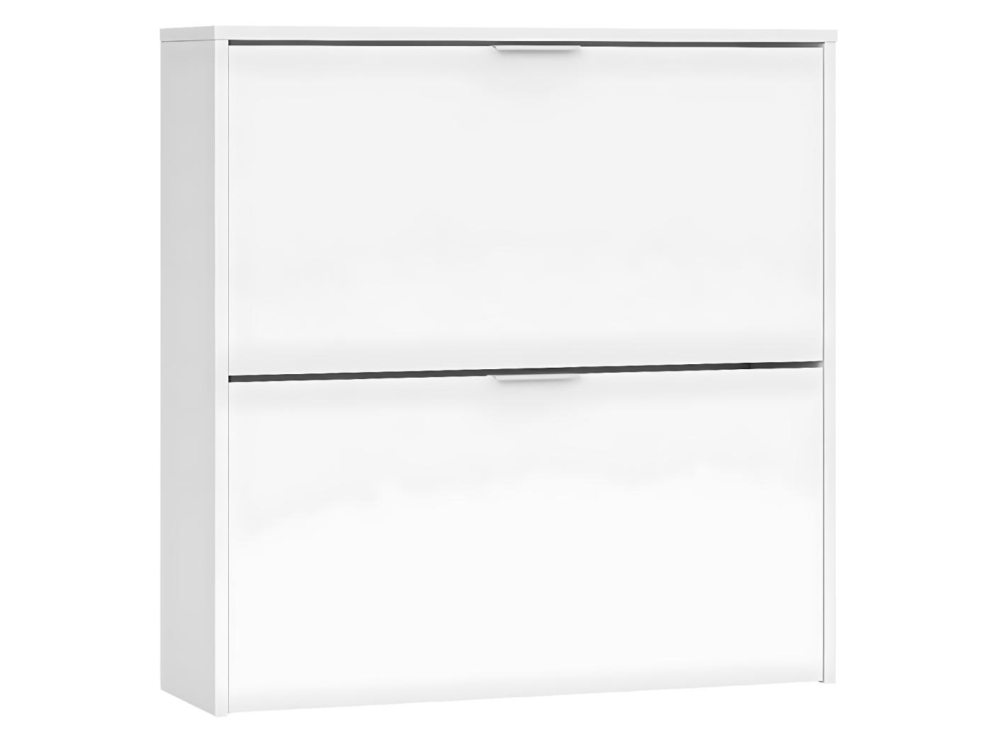 Meuble à chaussures à deux portes avec abattant, blanc, 75 x 76 x 22 cm.