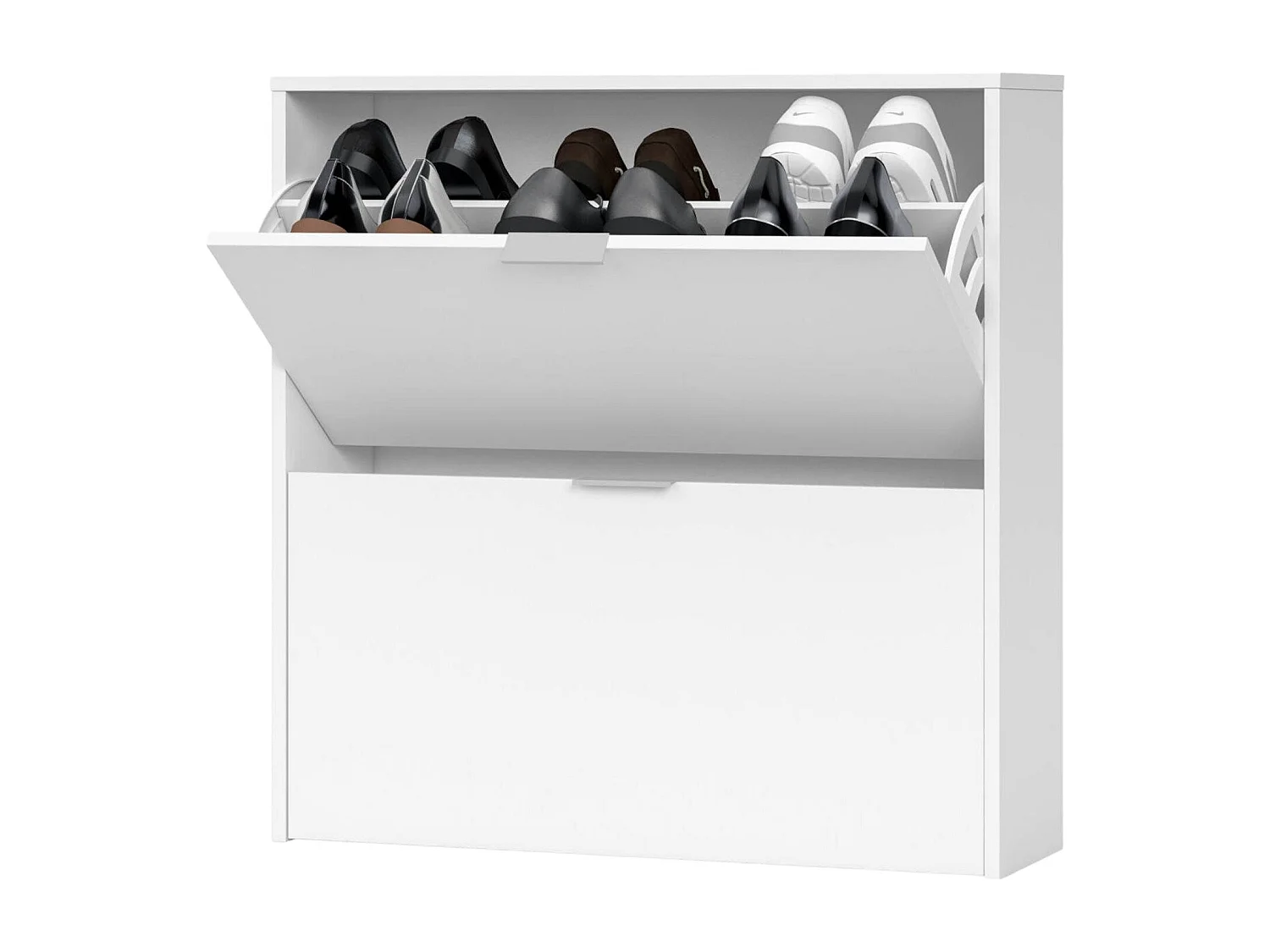 Étagère à chaussures Dighina, Armoire à chaussures avec 2 portes pliantes, Étagère à chaussures d'entrée basse, Armoire basse, 75x22h76 cm, Blanc