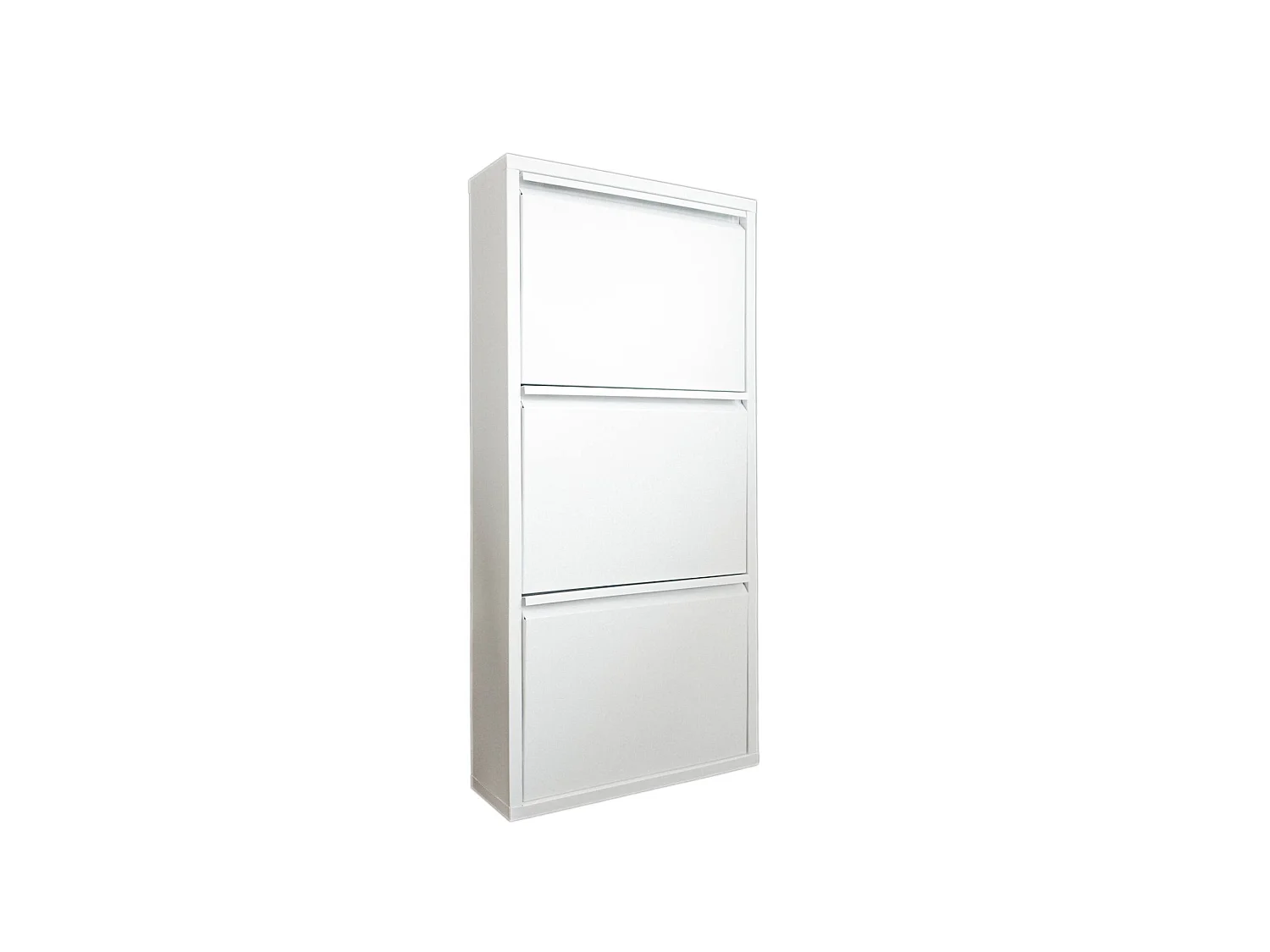 Sapateira 0, Sapateira com portas sanfonadas para entrada em metal, Sapateira linear moderna em branco, 50x15h103 cm, com 3 portas
