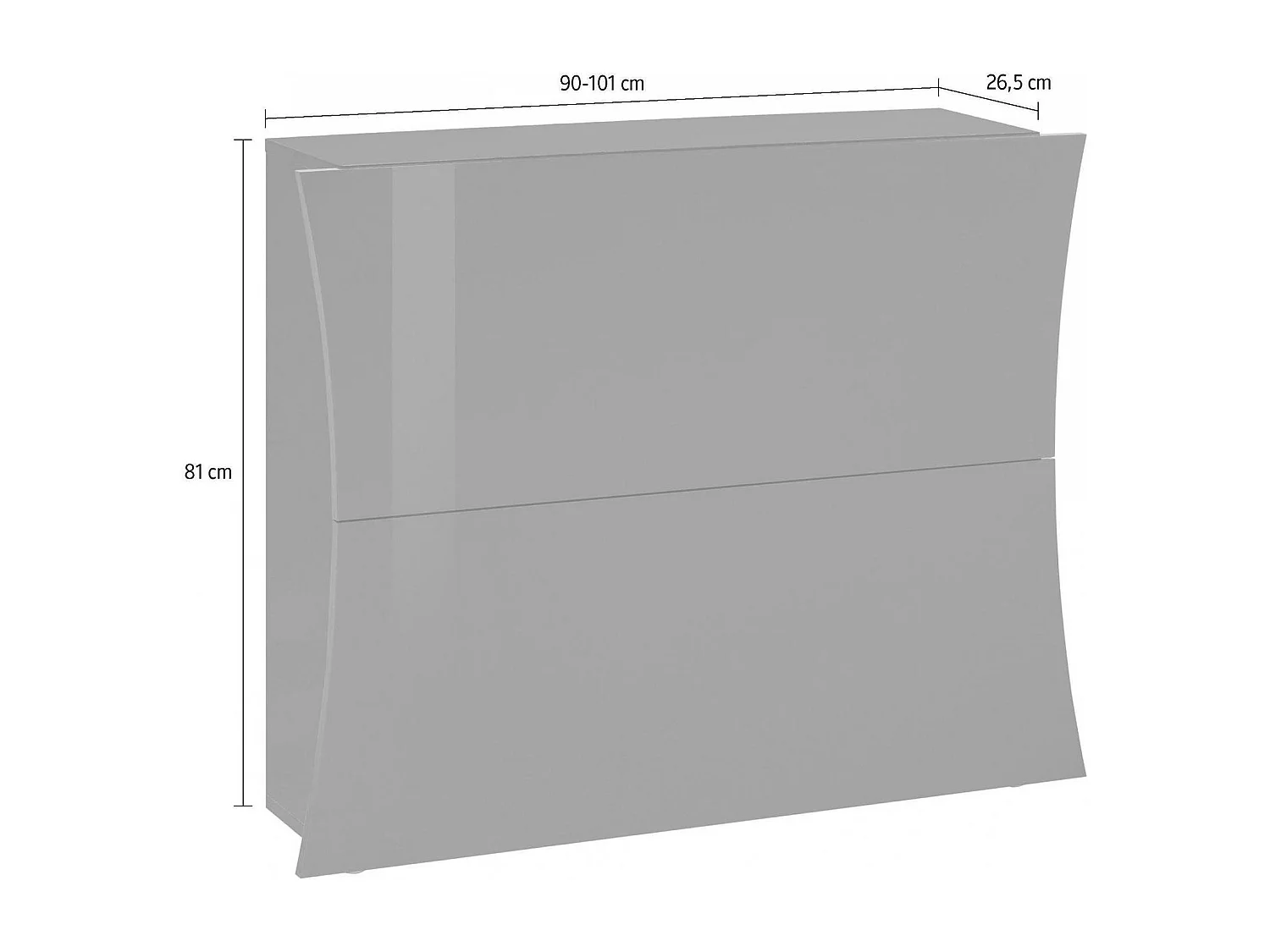 Étagère à chaussures Ddadd, Armoire polyvalente avec 2 portes, Étagère à chaussures d'entrée, 100% Made in Italy, 101x27h82 cm, Blanc brillant