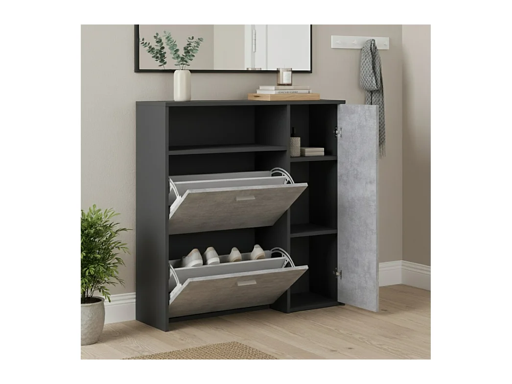 Dmora - Mobile da ingresso Dafenagya, 92x27h94 cm, Antracite e Cemento