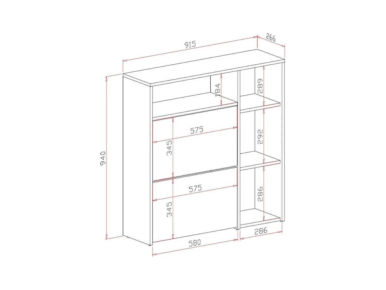 Meuble à chaussures Dpinn, Étagère à chaussures peu encombrante, Étagère à chaussures d'entrée, Meuble avec 3 portes pliantes, 92x27h94 cm, Anthracite, Ciment