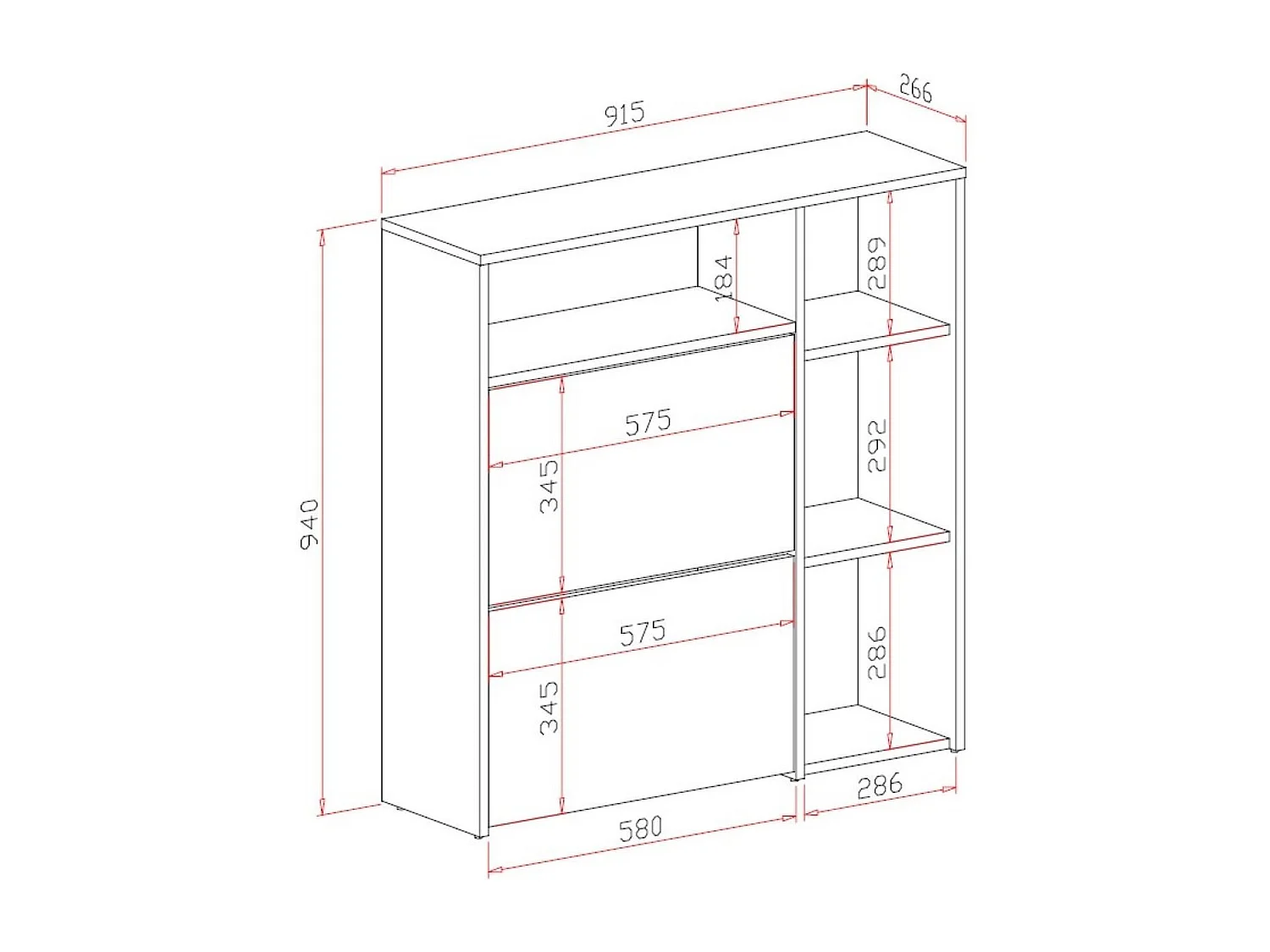 Meuble à chaussures Dpinn, Étagère à chaussures peu encombrante, Étagère à chaussures d'entrée, Meuble avec 3 portes pliantes, 92x27h94 cm, Anthracite, Ciment