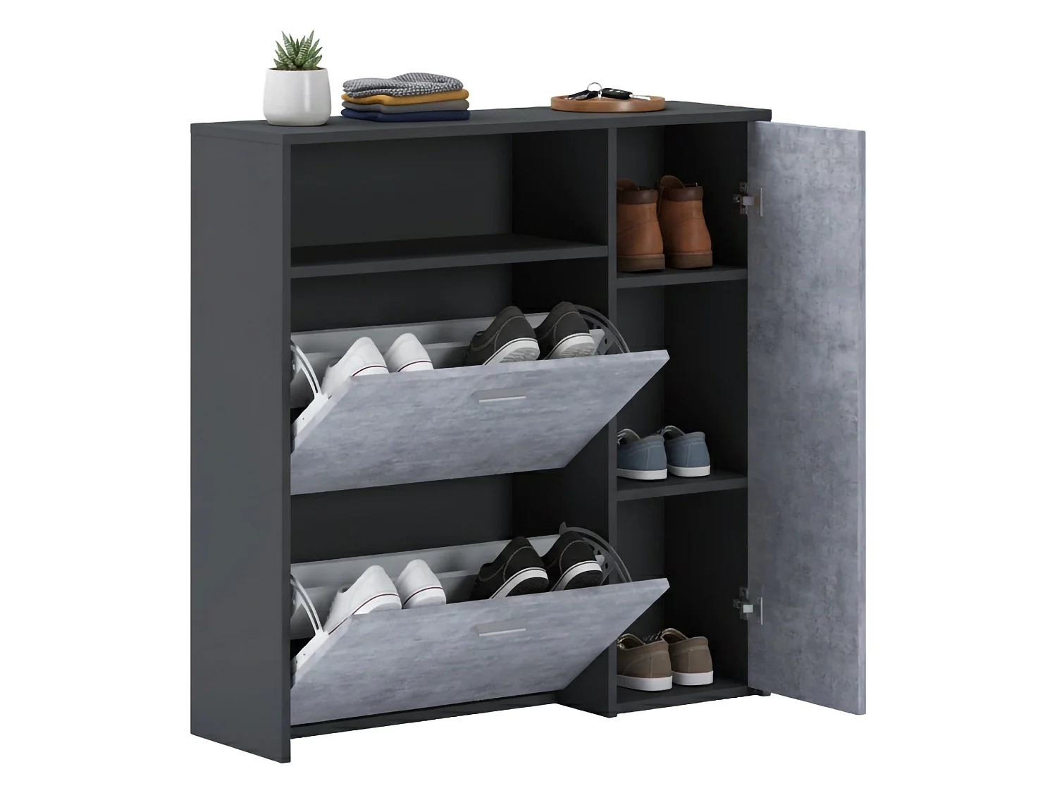 Mobile da Ingresso Scultore, 4/5 Paia, 26.60x91.50x94.00h cm Grigio Antracite