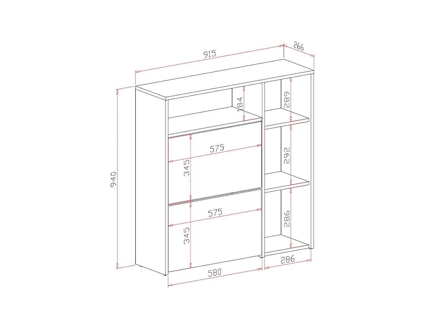 Mobile da Ingresso Scultore, 4/5 Paia, 26.60x91.50x94.00h cm Grigio Antracite