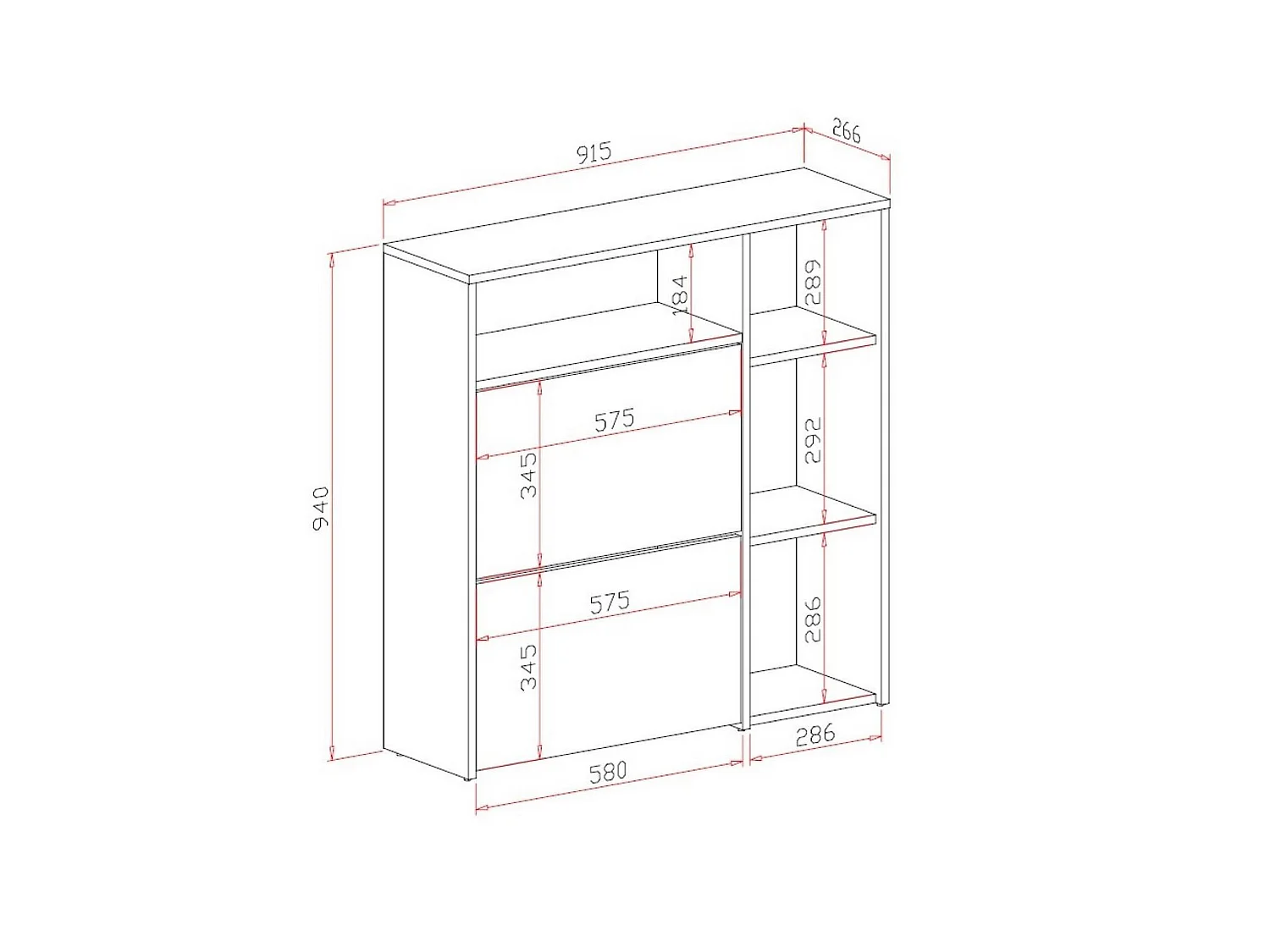 Meuble à chaussures Dpinn, Étagère à chaussures peu encombrante, Étagère à chaussures d'entrée, Meuble avec 3 portes pliantes, 92x27h94 cm, Anthracite, Ciment