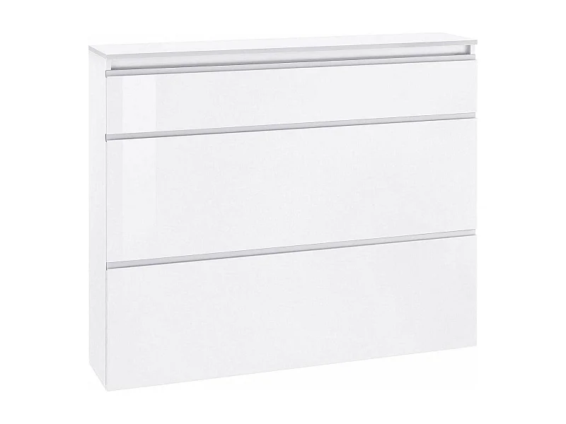 Meuble à chaussures Dlukak, Armoire polyvalente avec 2 portes et 1 porte abattante, Porte-chaussures d'entrée, 100% Made in Italy, 120x27h108 cm, Blanc brillant