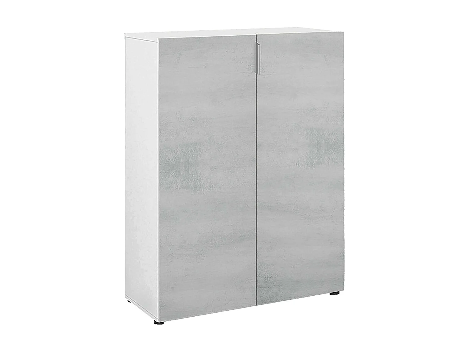 Armoire polyvalente Dlel, Armoire auxiliaire avec 2 portes, Armoire à chaussures basse avec 6 étagères, Étagère à chaussures basse, 70x36h103 cm, Ciment et Blanc