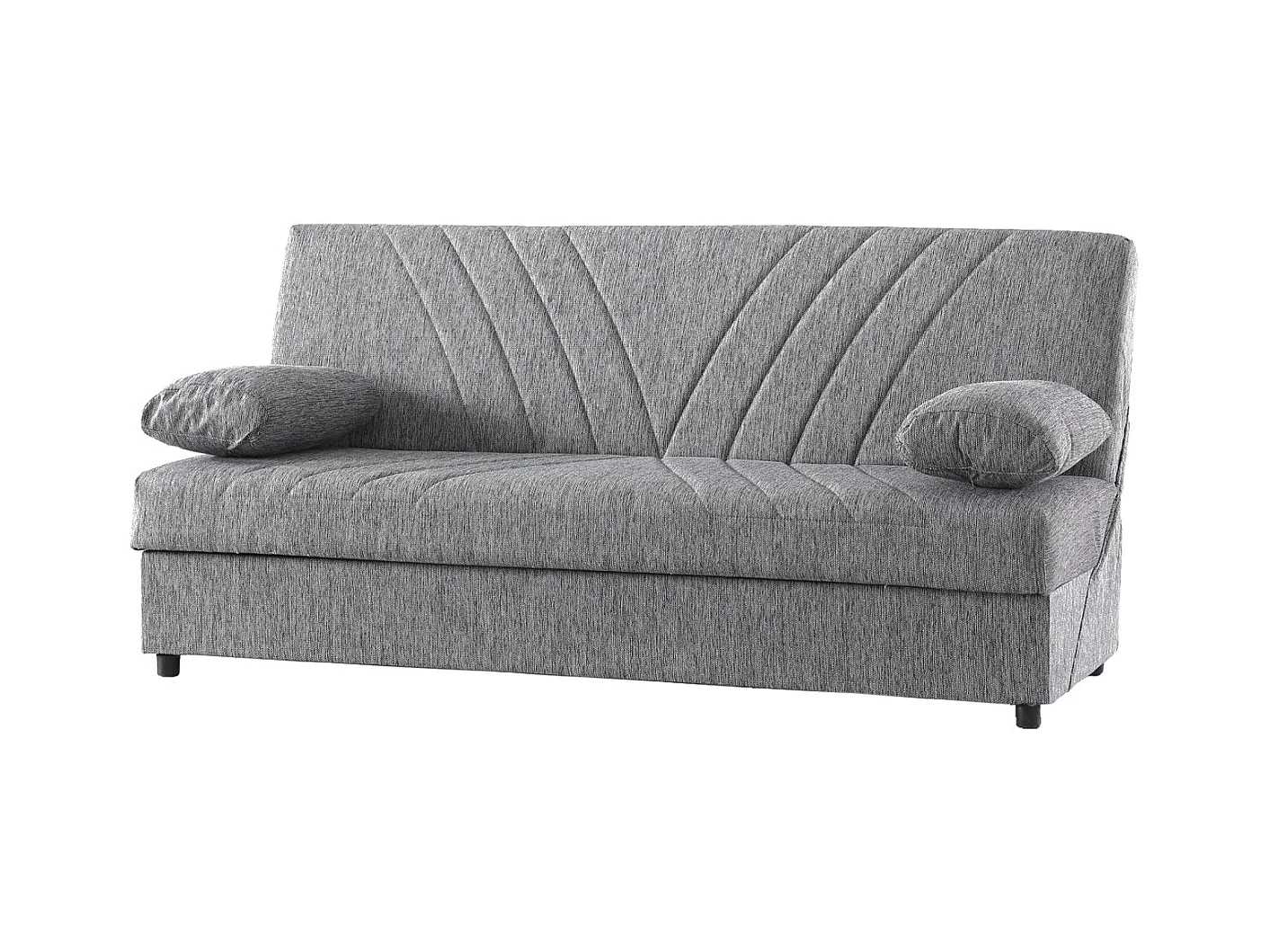 Dmalama slaapbank, 3-zits slaapbank met opbergruimte inclusief 2 kussens, Woonkamerbank in gewatteerde stof met klik-klik-opening, 181x81h88 cm, Grijs