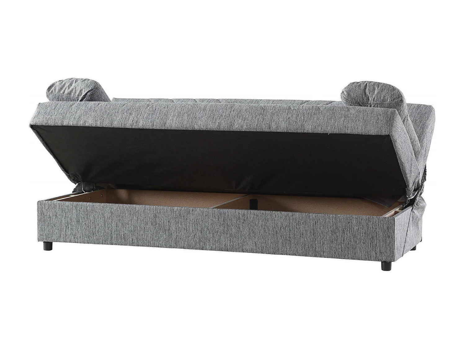Canapé Dmalama, Canapé conteneur 3 places avec 2 coussins inclus, Canapé de salon en tissu rembourré avec ouverture clic-clac, 181x81h88 cm, Gris
