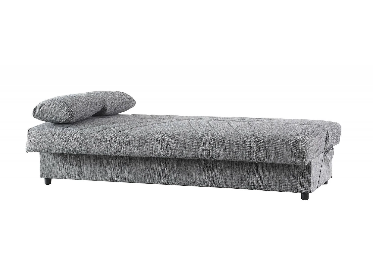 Dmalama slaapbank, 3-zits slaapbank met opbergruimte inclusief 2 kussens, Woonkamerbank in gewatteerde stof met klik-klik-opening, 181x81h88 cm, Grijs